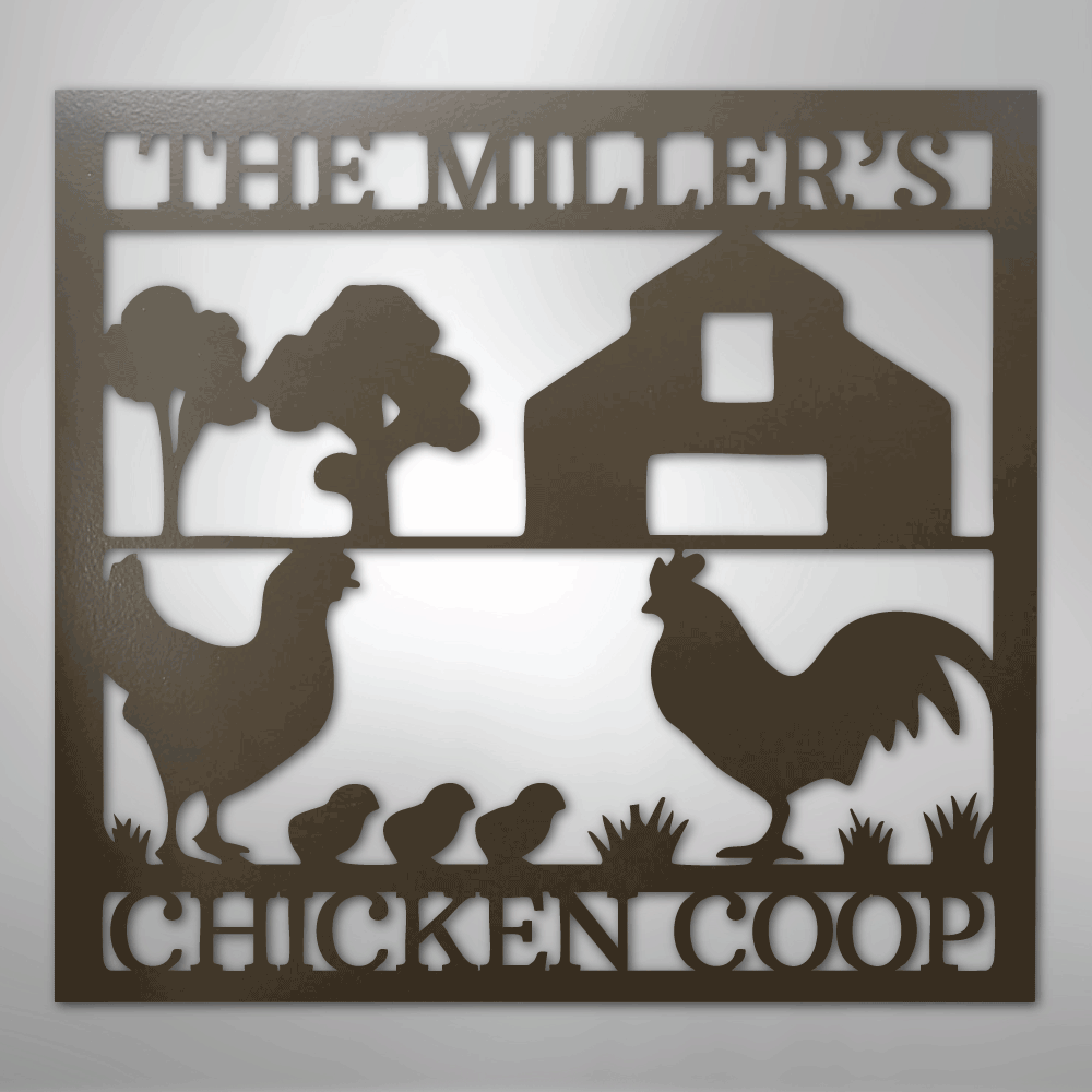 Chicken Coop Sign Personalized brown