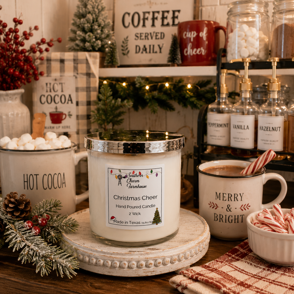 Christmas Cheer 2-Wick Candle | Apple & Holiday Spice | Farmhouse World