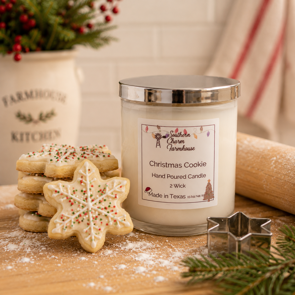 Christmas Cookie 2-Wick Candle | Sugar Cookie & Vanilla | Farmhouse World