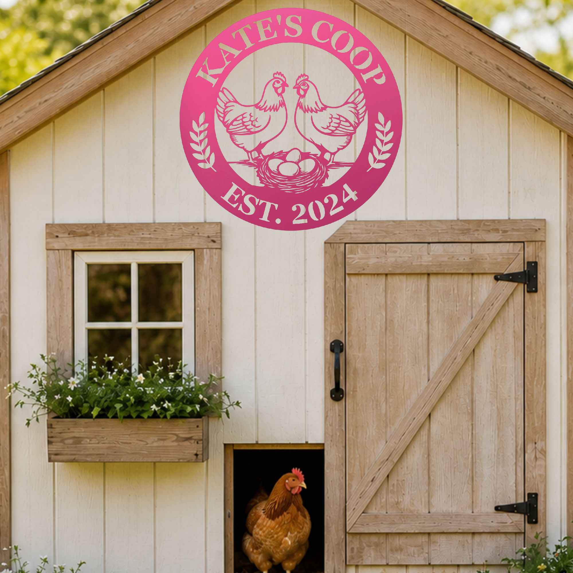 Custom metal sign for egg stand and coop