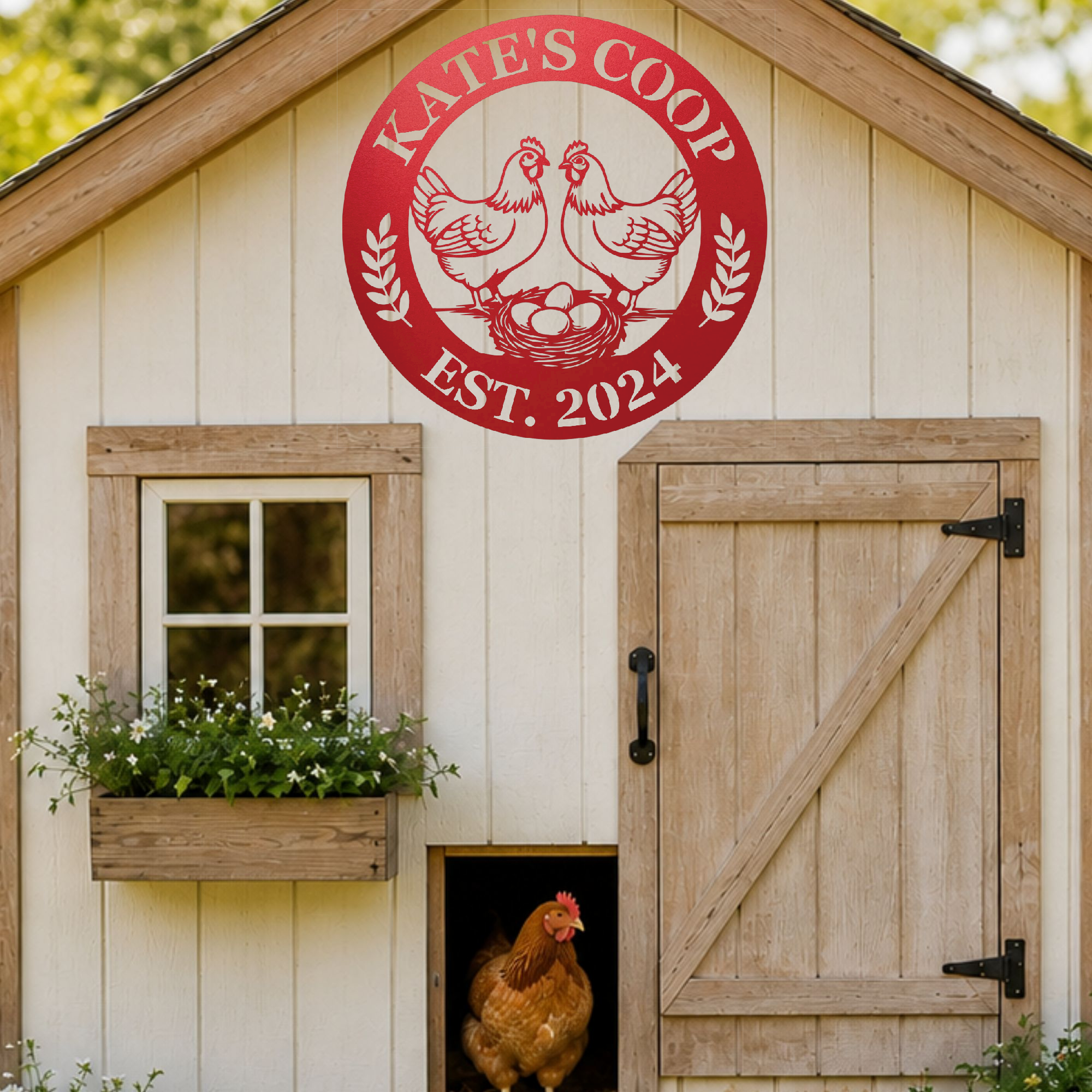 Custom coop name sign for chicken run
