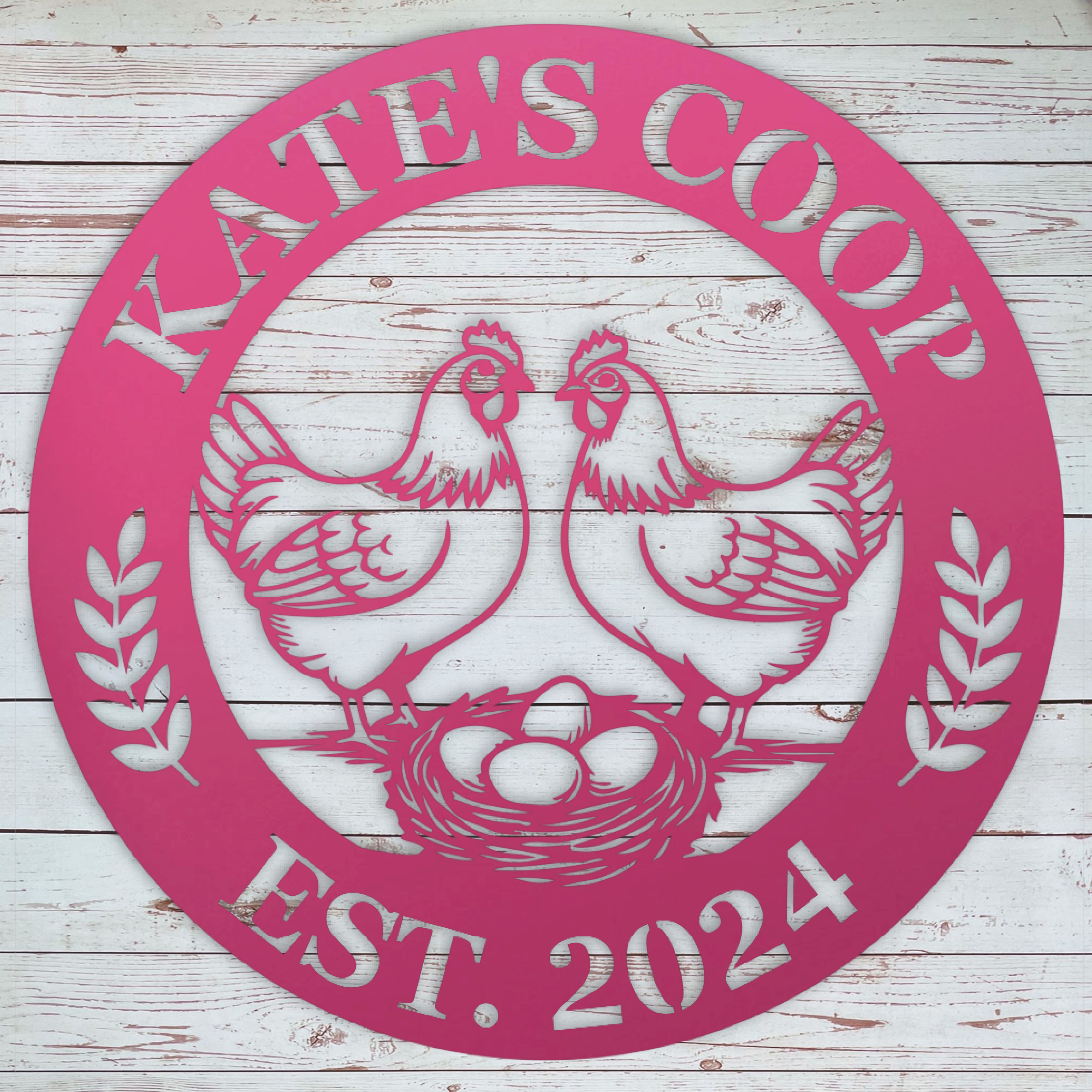 Outdoor farmhouse chicken coop wall decor