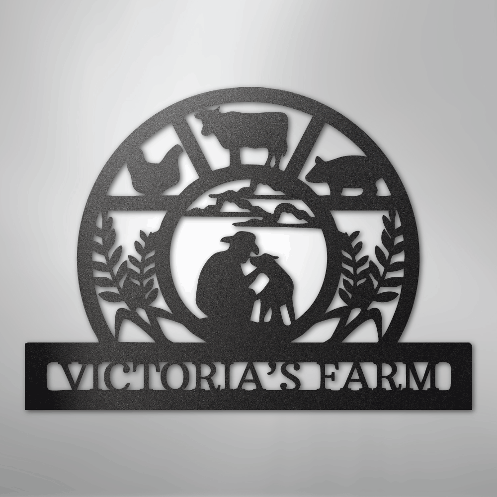 Custom Rustic Metal Farm Sign black
