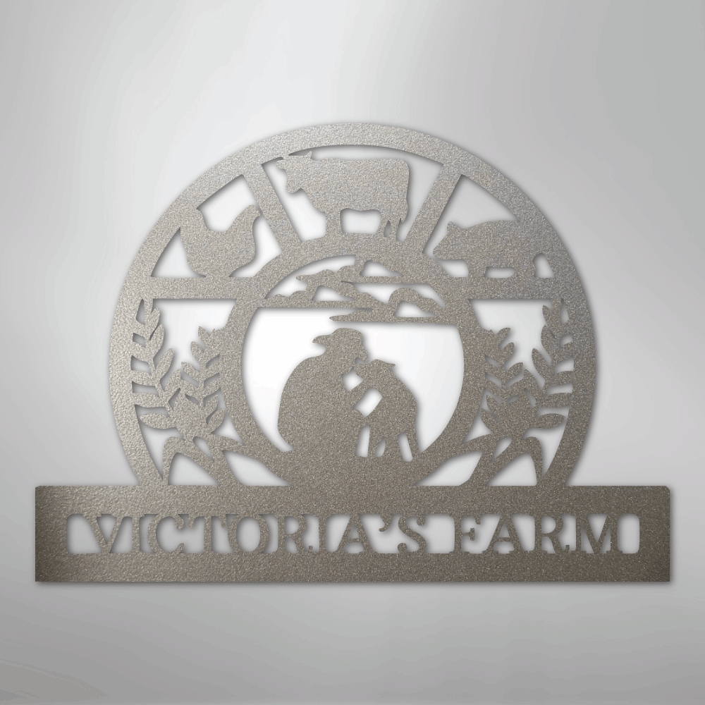 Custom Rustic Metal Farm Sign silver