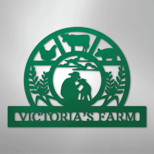 Custom Rustic Metal Farm Sign green