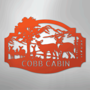 Custom Deer Family Metal Sign orange