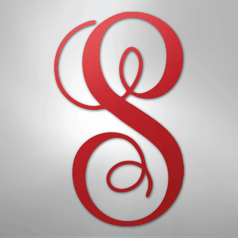 Custom Initial Monogram Metal Sign red