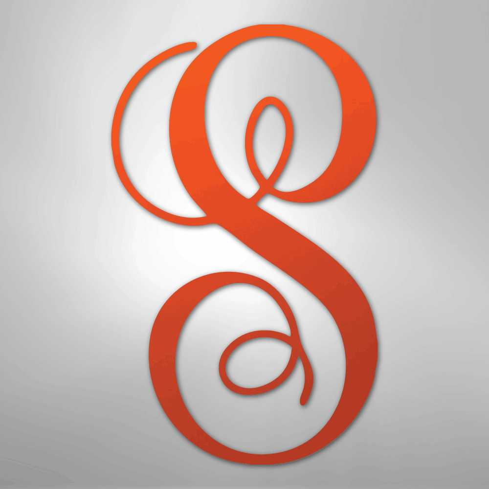 Custom Initial Monogram Metal Sign orange