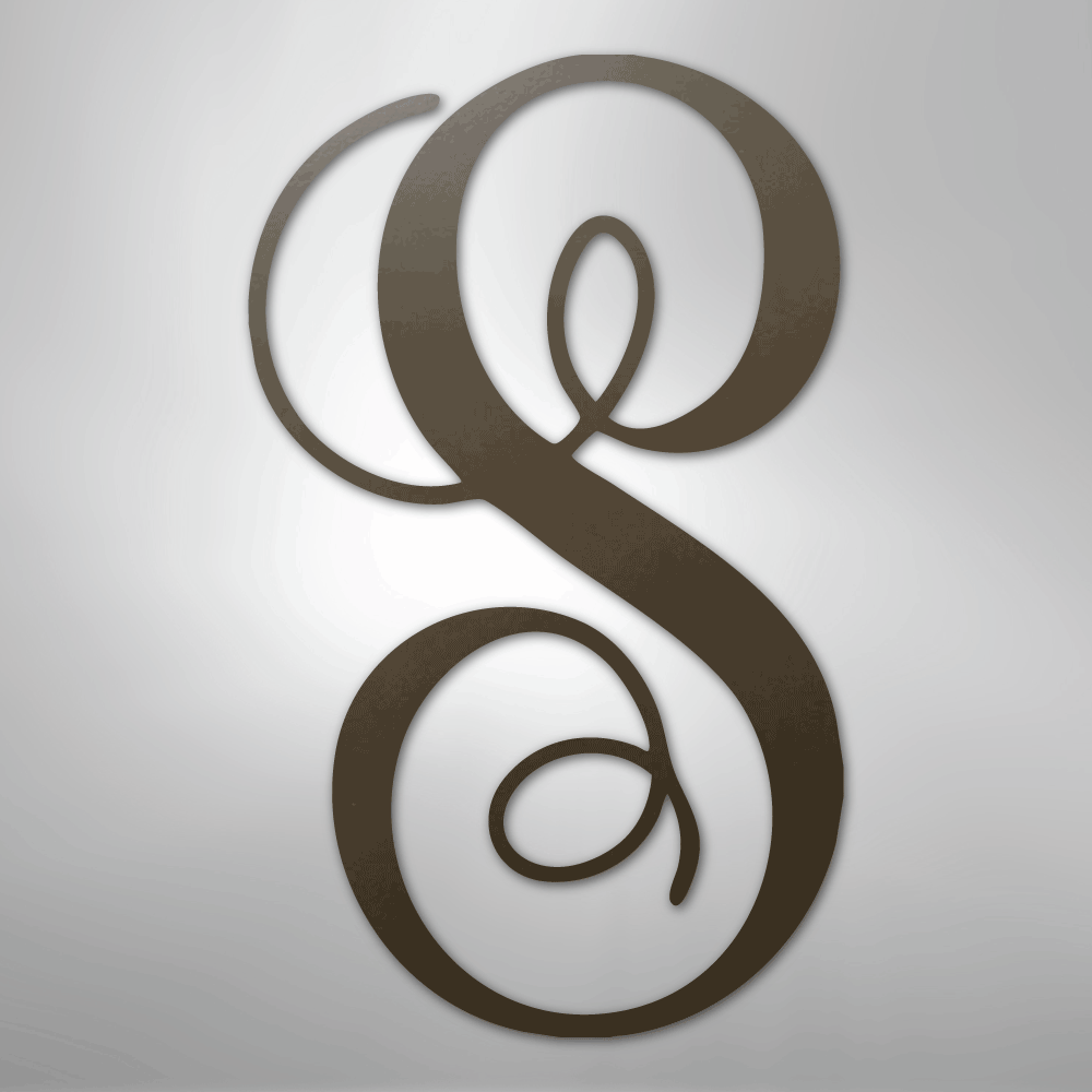 Custom Initial Monogram Metal Sign brown