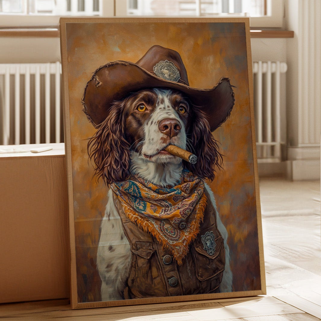English Springer Spaniel Cowboy Sheriff Dog | Western Wall Art | Farmhouse World