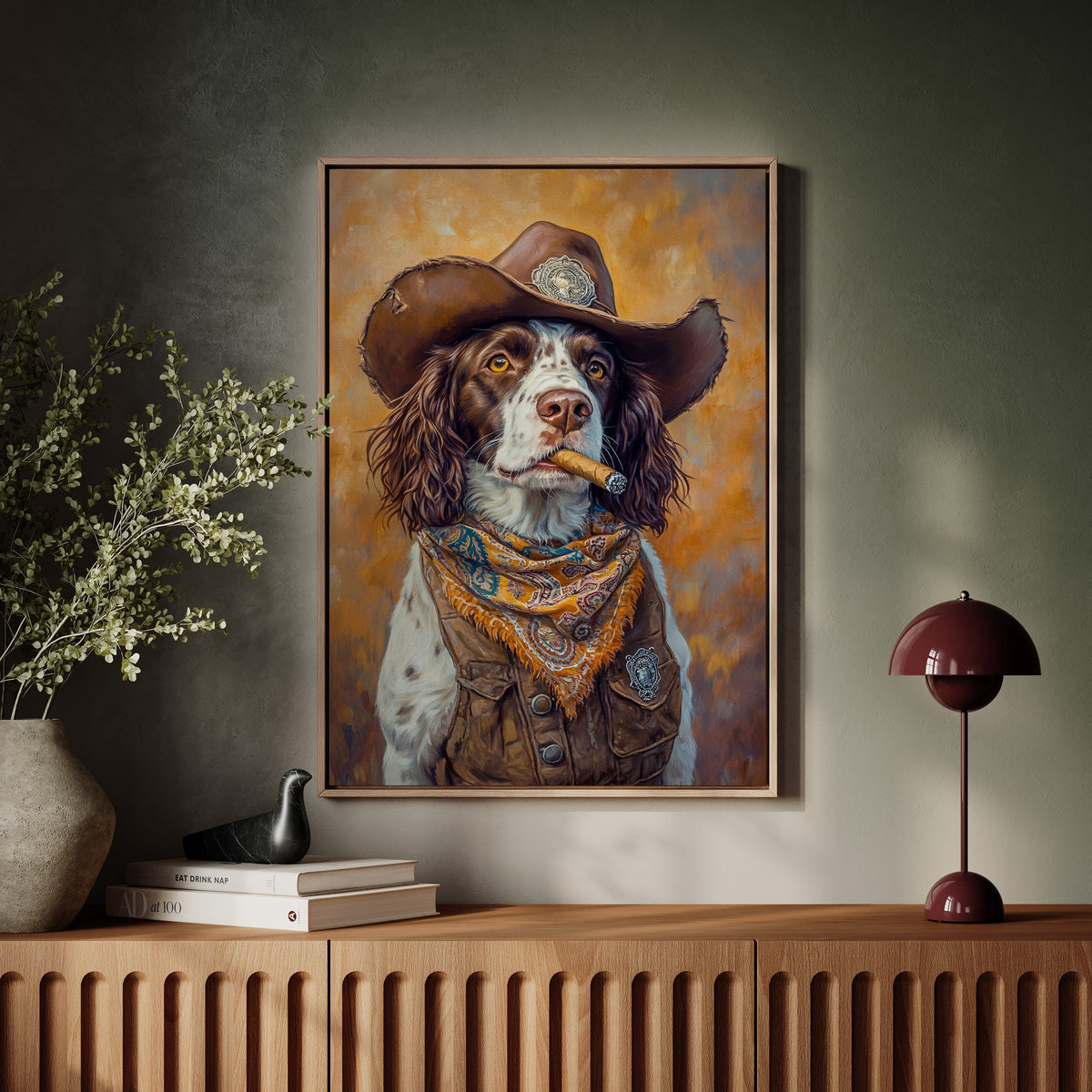 English Springer Spaniel Cowboy Sheriff Dog | Western Wall Art | Farmhouse World