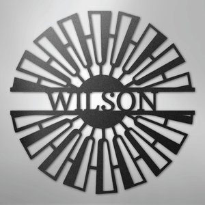 Fancy Windmill Monogram -Metal Sign black