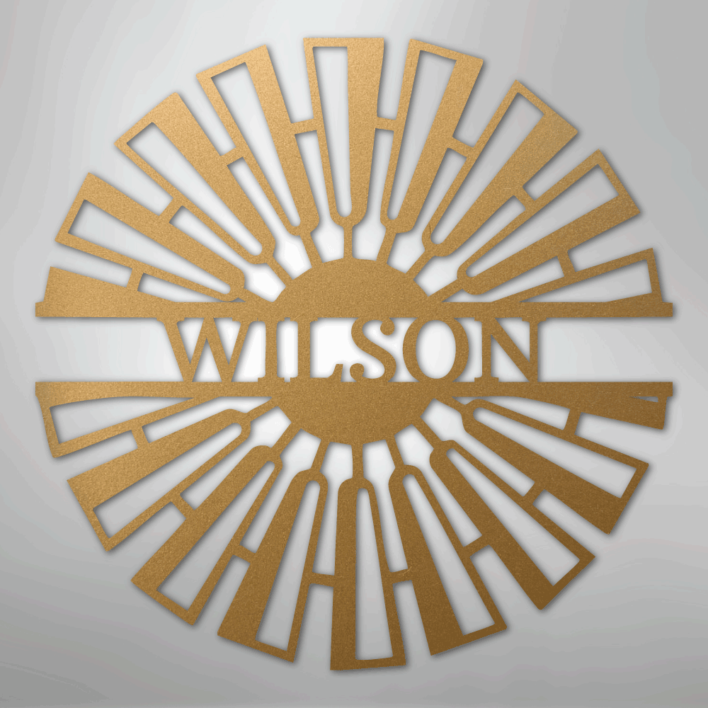 Fancy Windmill Monogram -Metal Sign gold