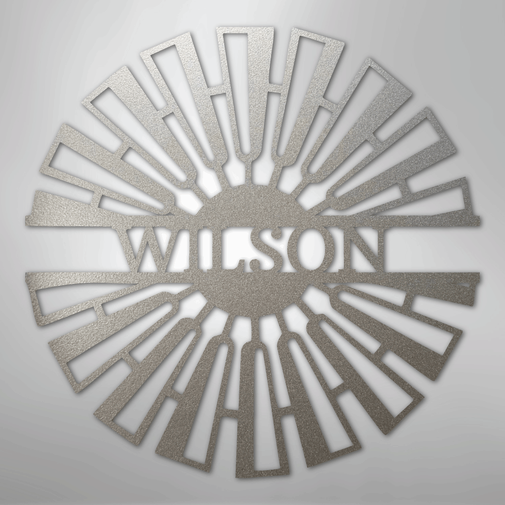 Fancy Windmill Monogram -Metal Sign silver