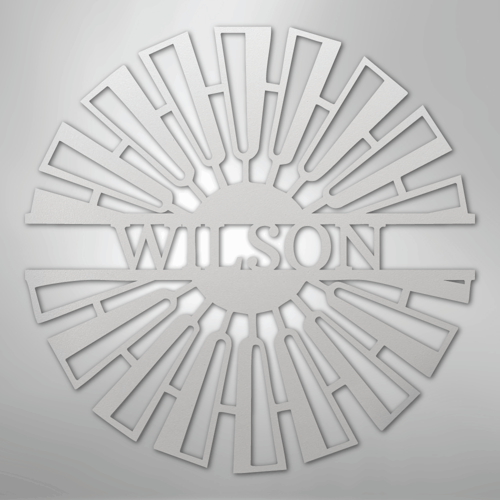 Fancy Windmill Monogram -Metal Sign white