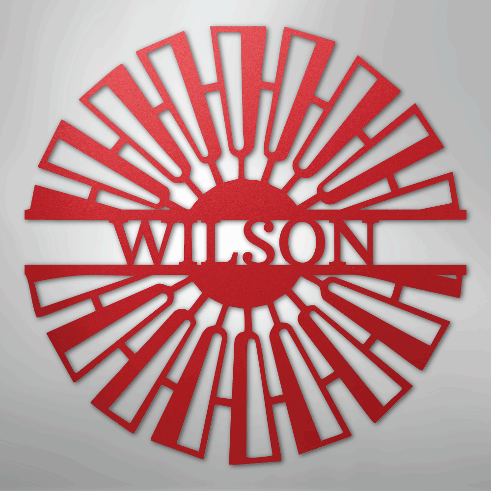 Fancy Windmill Monogram -Metal Sign red