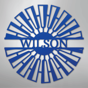 Fancy Windmill Monogram -Metal Sign blue