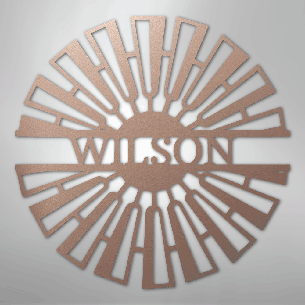 Fancy Windmill Monogram -Metal Sign rose