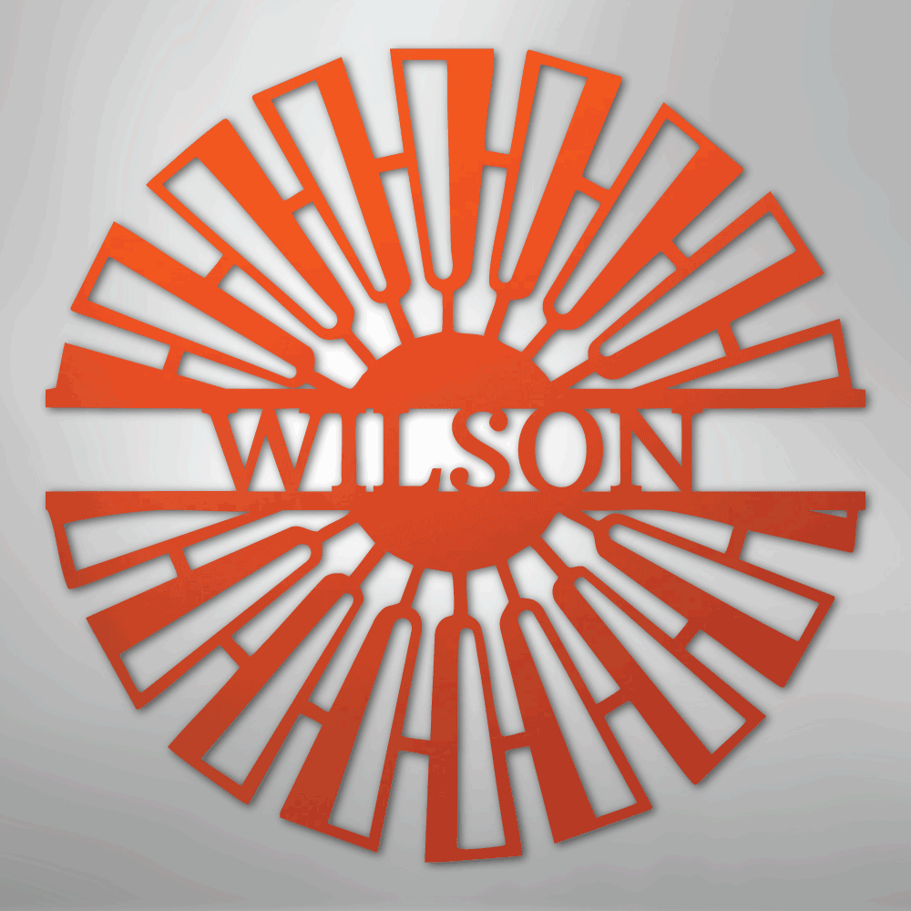 Fancy Windmill Monogram -Metal Sign orange