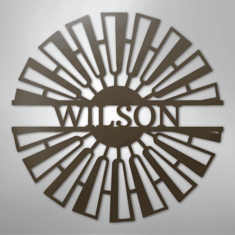 Fancy Windmill Monogram -Metal Sign brown