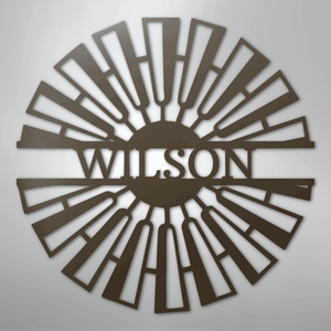Fancy Windmill Monogram -Metal Sign brown