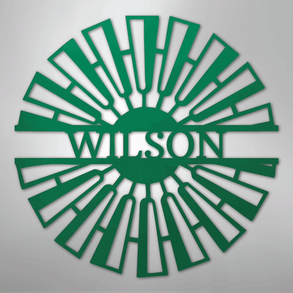 Fancy Windmill Monogram -Metal Sign green