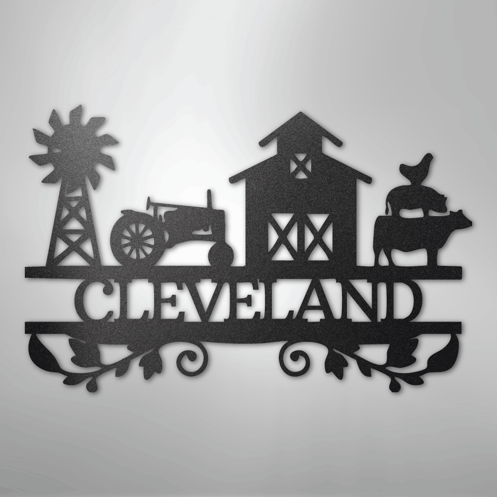 Custom Farm Life Metal Sign Black