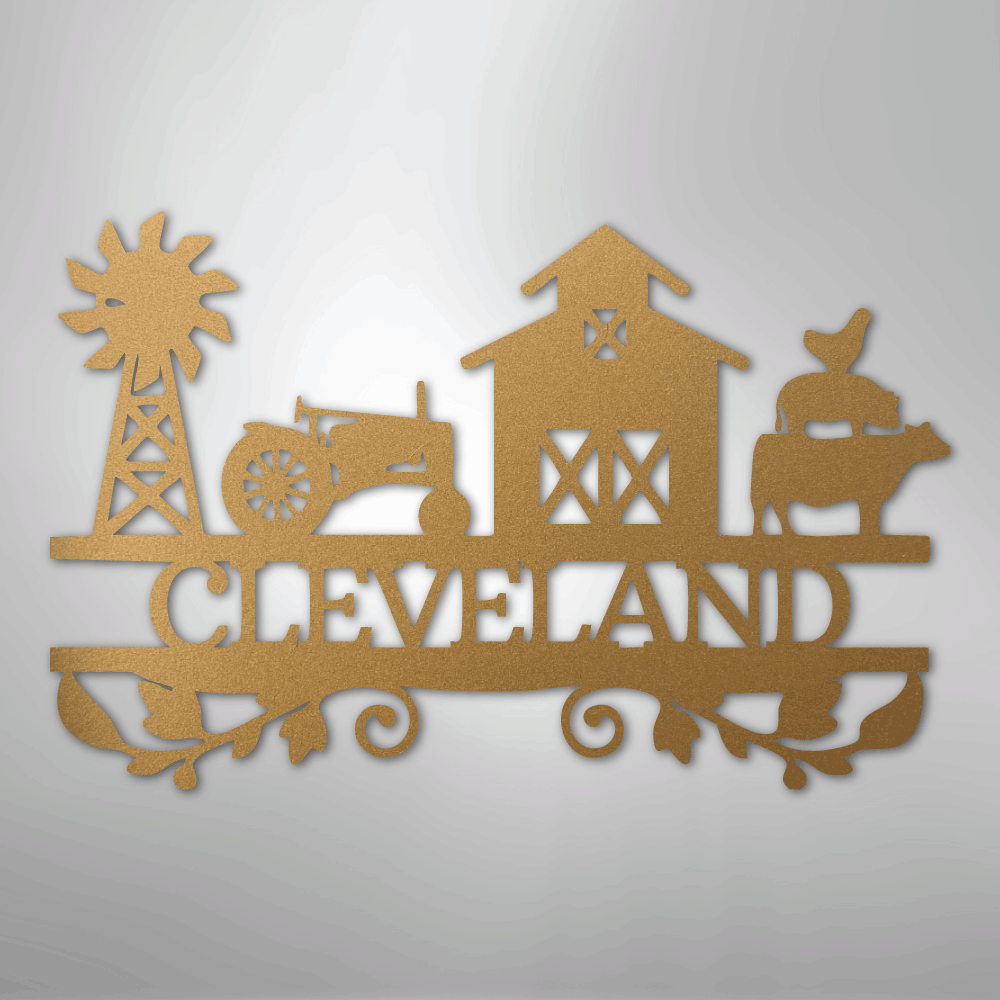 Custom Farm Life Metal Sign Gold