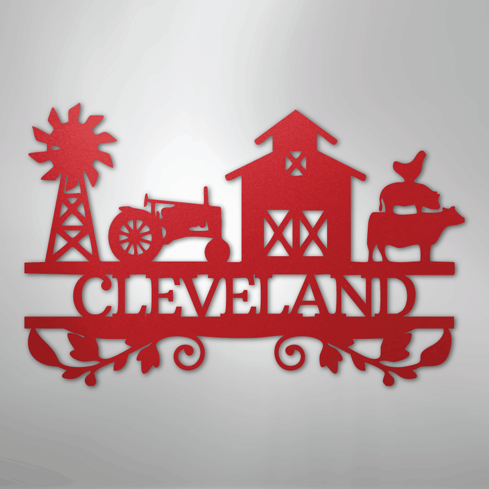 Personalized Farm Life Metal Sign Red
