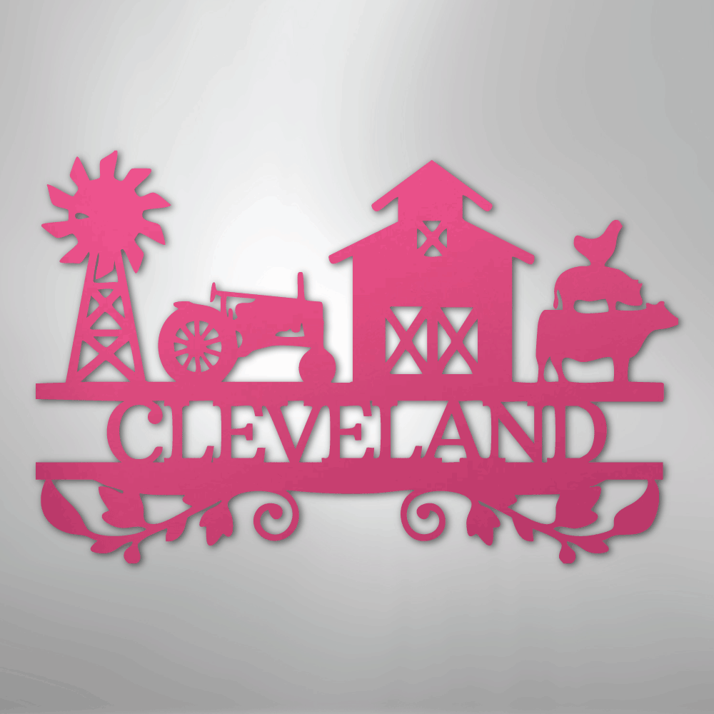 Personalized Farm Life Metal Sign Pink