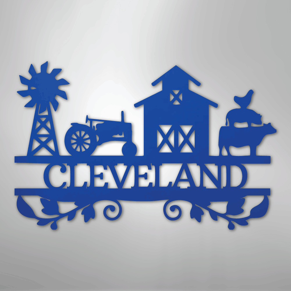 Personalized Farm Life Metal Sign Blue