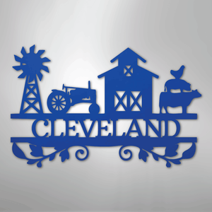 Personalized Farm Life Metal Sign Blue