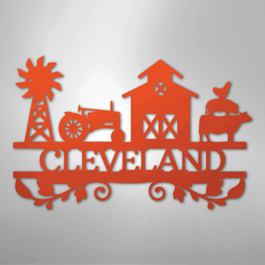 Personalized Farm Life Metal Sign Orange