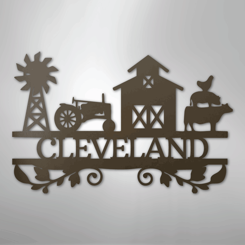 Personalized Farm Life Metal Sign Brown