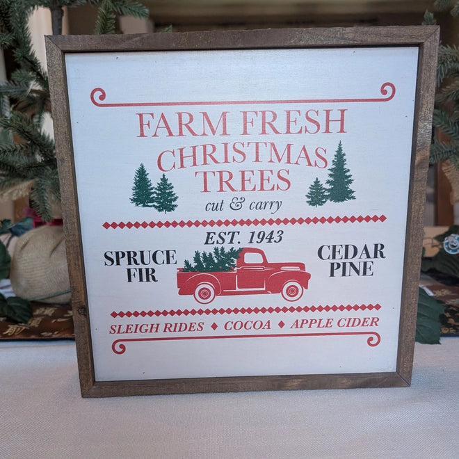 Christmas Decorations - Rustic Christmas Truck Sign 10"