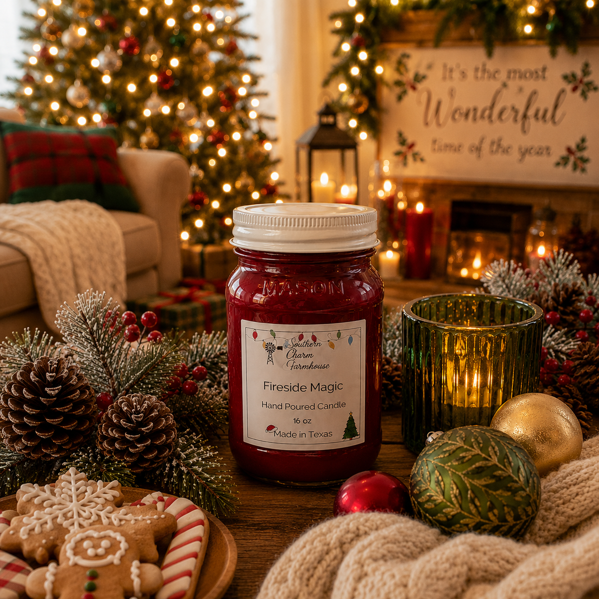 Fireside Magic Candle & Wax Melt | Marshmallow & Woods | Farmhouse World