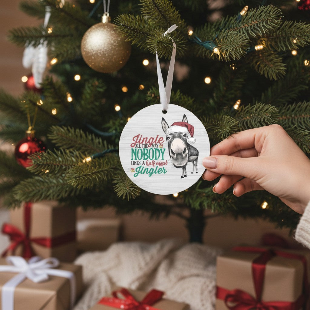 Funny Donkey Christmas Gift Ornament - Jingle All The Way | Farmhouse World