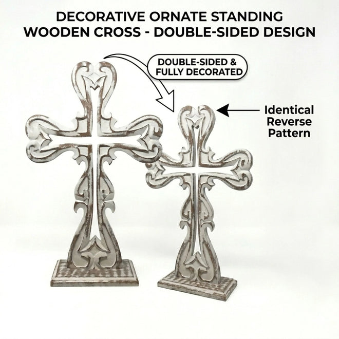 Rustic Christian cross in white finish for home decor and faith-inspired spaces