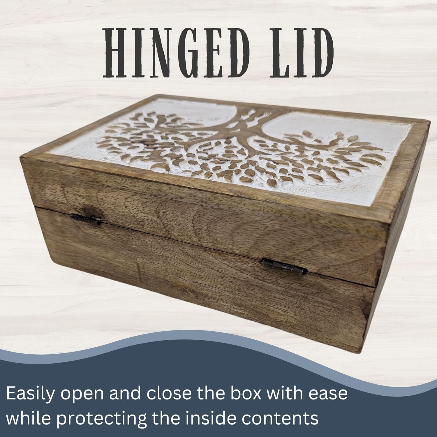 Rustic wooden storage box for jewelry and keepsakes