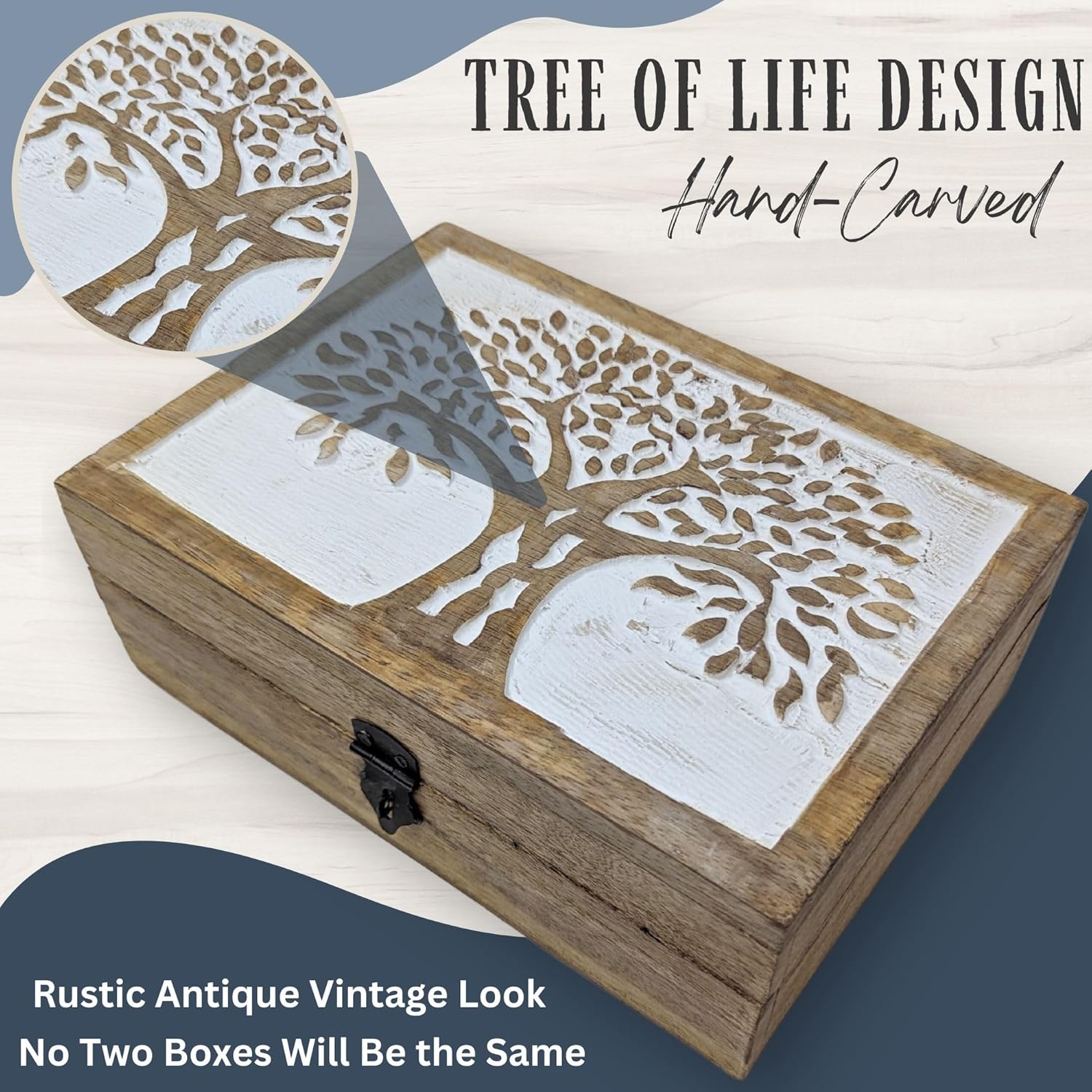 Close up of hand carved tree of life detail