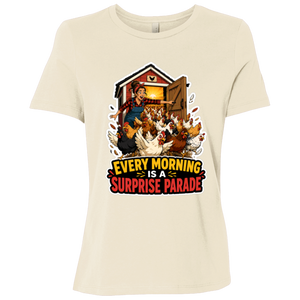 Happy chickens farm scene t-shirt for chicken lovers