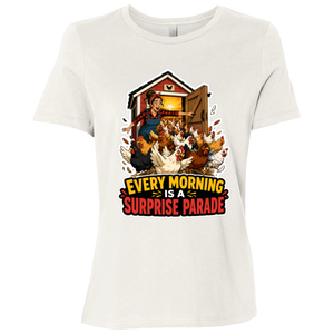 Chicken lover shirt with morning farm scene illustration