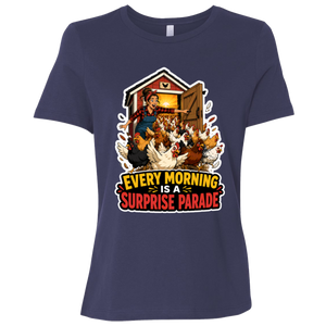 Chicken coop farm scene t-shirt with cheerful rural design