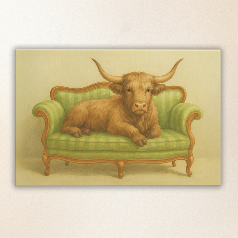 Highland Cow on Sofa - Farmhouse World