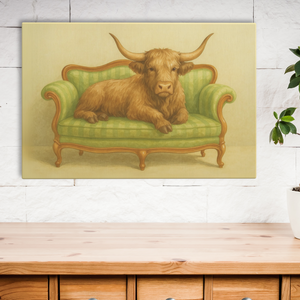 Highland Cow on Sofa | Farmhouse World