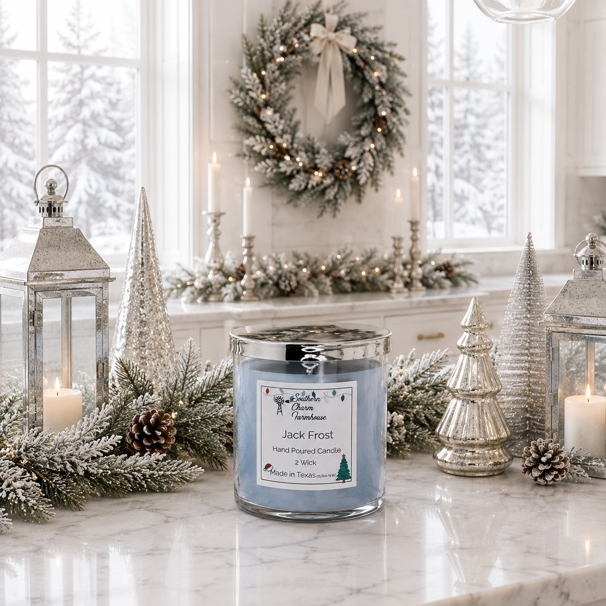 Jack Frost 2-Wick Candle | Mint, Eucalyptus & Vanilla | Farmhouse World