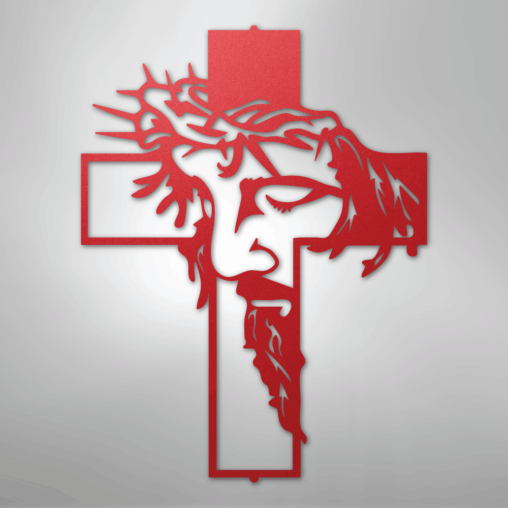Jesus Cross Wall Art red