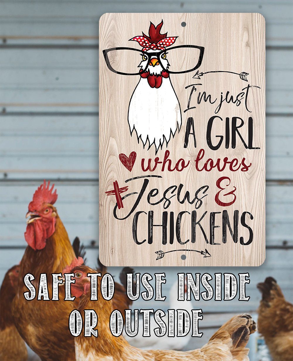 Just a Girl Who Loves Jesus & Chickens Metal Sign | Farmhouse World