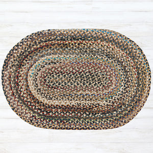 Multi-color braided oval jute rug in traditional farmhouse style