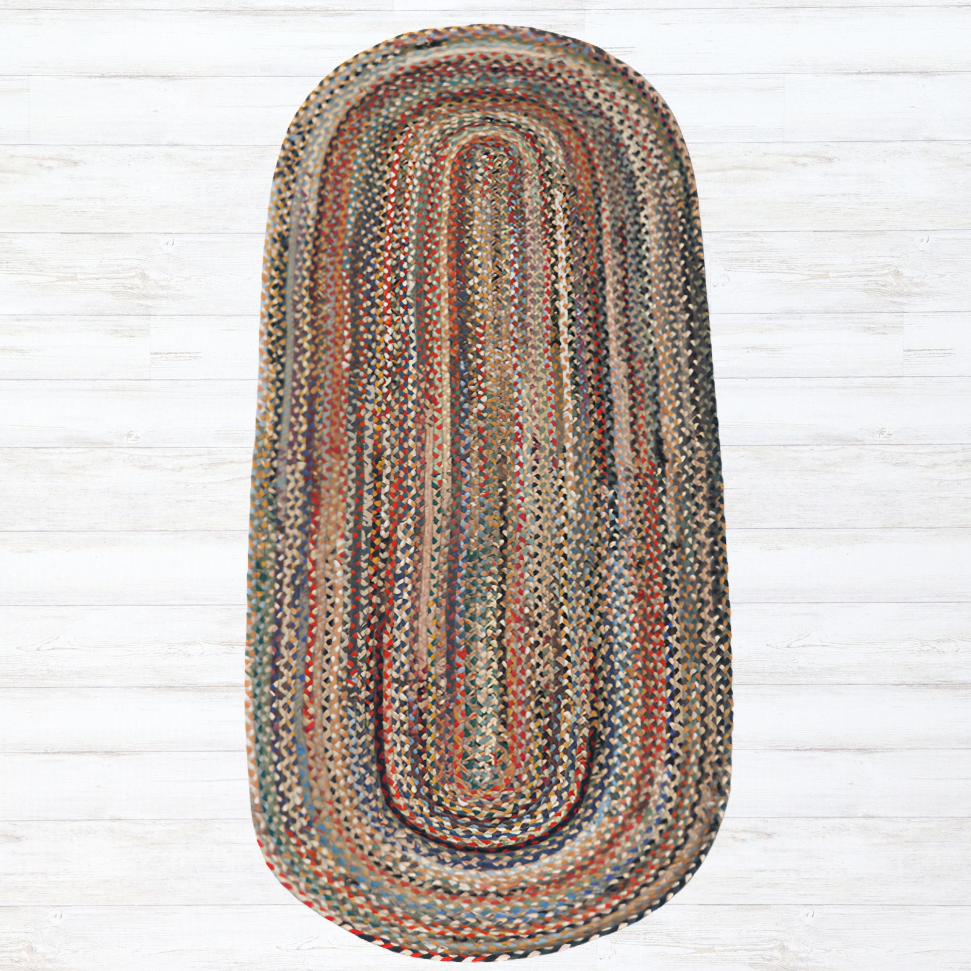 Traditional multi-color braided rug for entryway or kitchen